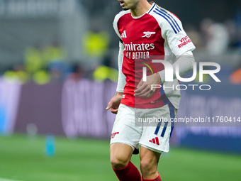 Gabriel Martinelli of Arsenal during the UEFA Champions League 2024/25 League Phase MD4 match between FC Internazionale and Arsenal at Stadi...