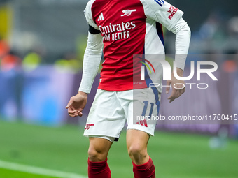 Gabriel Martinelli of Arsenal during the UEFA Champions League 2024/25 League Phase MD4 match between FC Internazionale and Arsenal at Stadi...