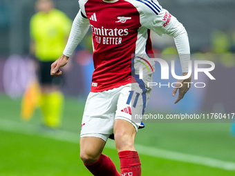 Gabriel Martinelli of Arsenal during the UEFA Champions League 2024/25 League Phase MD4 match between FC Internazionale and Arsenal at Stadi...