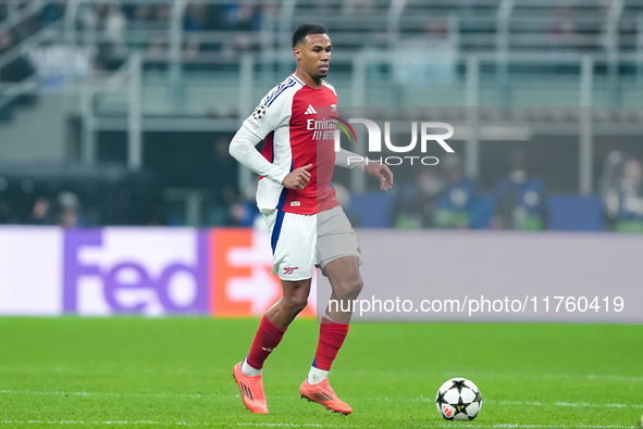 Gabriel of Arsenal during the UEFA Champions League 2024/25 League Phase MD4 match between FC Internazionale and Arsenal at Stadio San Siro...