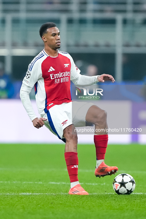 Gabriel of Arsenal during the UEFA Champions League 2024/25 League Phase MD4 match between FC Internazionale and Arsenal at Stadio San Siro...