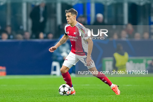 Leandro Trossard of Arsenal during the UEFA Champions League 2024/25 League Phase MD4 match between FC Internazionale and Arsenal at Stadio...