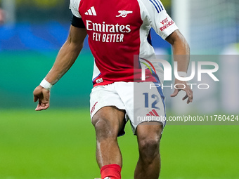 Jurrien Timber of Arsenal during the UEFA Champions League 2024/25 League Phase MD4 match between FC Internazionale and Arsenal at Stadio Sa...