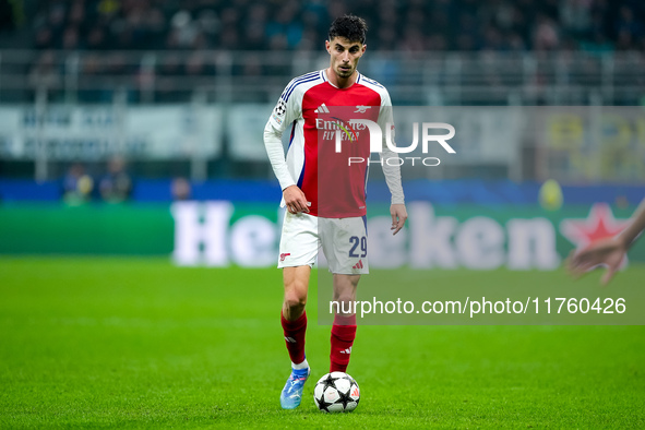 Kai Havertz of Arsenal during the UEFA Champions League 2024/25 League Phase MD4 match between FC Internazionale and Arsenal at Stadio San S...