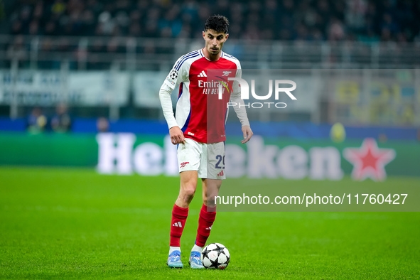 Kai Havertz of Arsenal during the UEFA Champions League 2024/25 League Phase MD4 match between FC Internazionale and Arsenal at Stadio San S...