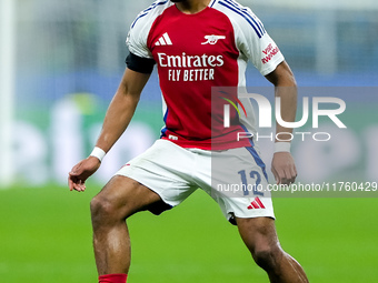 Jurrien Timber of Arsenal during the UEFA Champions League 2024/25 League Phase MD4 match between FC Internazionale and Arsenal at Stadio Sa...