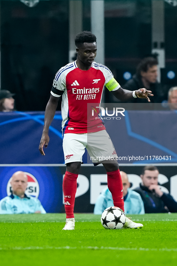 Bukayo Saka of Arsenal during the UEFA Champions League 2024/25 League Phase MD4 match between FC Internazionale and Arsenal at Stadio San S...