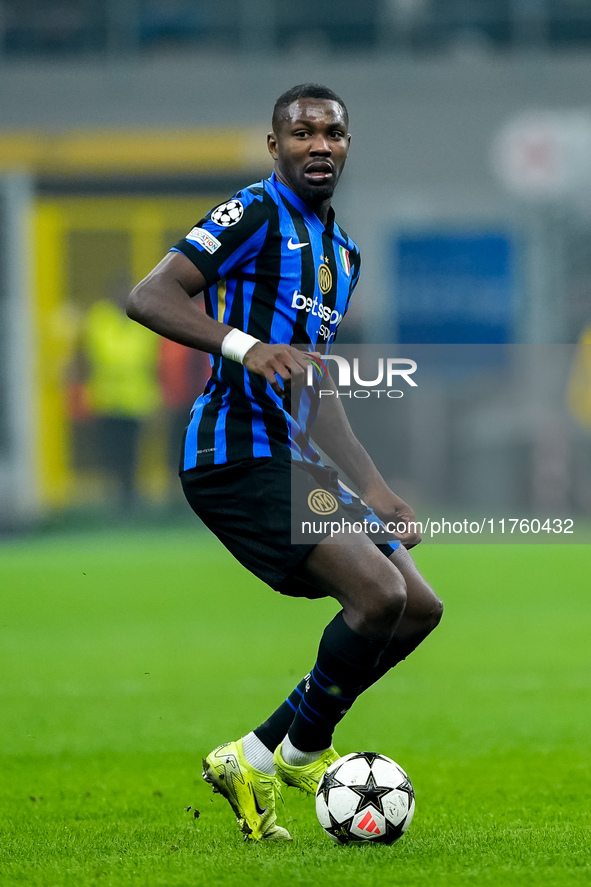 Marcus Thuram of FC Internazionale during the UEFA Champions League 2024/25 League Phase MD4 match between FC Internazionale and Arsenal at...