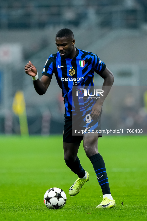 Marcus Thuram of FC Internazionale during the UEFA Champions League 2024/25 League Phase MD4 match between FC Internazionale and Arsenal at...