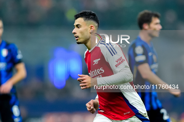 Gabriel Martinelli of Arsenal during the UEFA Champions League 2024/25 League Phase MD4 match between FC Internazionale and Arsenal at Stadi...