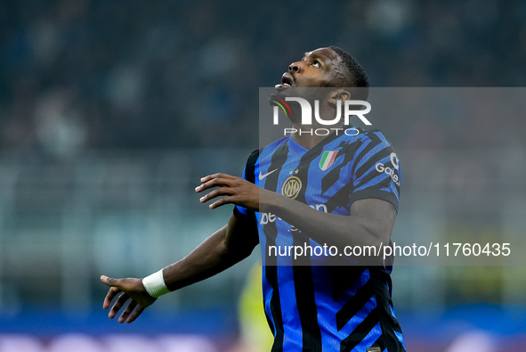 Marcus Thuram of FC Internazionale during the UEFA Champions League 2024/25 League Phase MD4 match between FC Internazionale and Arsenal at...