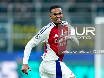 Gabriel of Arsenal during the UEFA Champions League 2024/25 League Phase MD4 match between FC Internazionale and Arsenal at Stadio San Siro...