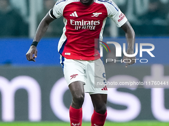 Thomas Partey of Arsenal during the UEFA Champions League 2024/25 League Phase MD4 match between FC Internazionale and Arsenal at Stadio San...