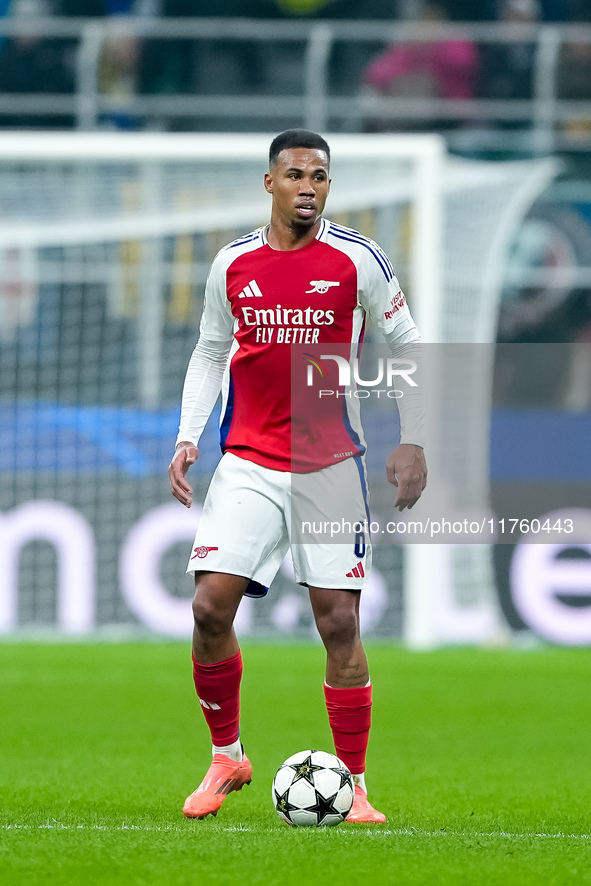 Gabriel of Arsenal during the UEFA Champions League 2024/25 League Phase MD4 match between FC Internazionale and Arsenal at Stadio San Siro...