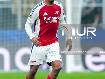 Gabriel of Arsenal during the UEFA Champions League 2024/25 League Phase MD4 match between FC Internazionale and Arsenal at Stadio San Siro...