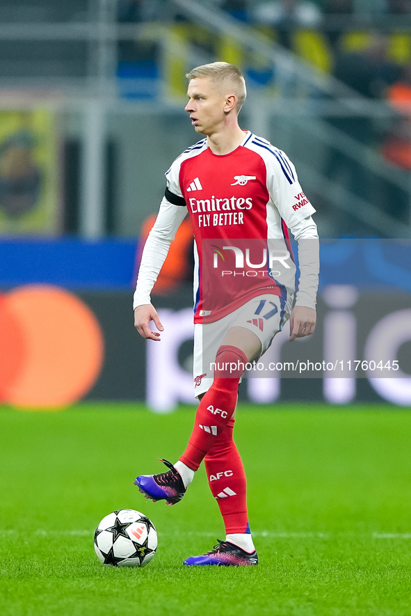 Oleksandr Zinchenko of Arsenal during the UEFA Champions League 2024/25 League Phase MD4 match between FC Internazionale and Arsenal at Stad...