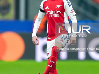 Oleksandr Zinchenko of Arsenal during the UEFA Champions League 2024/25 League Phase MD4 match between FC Internazionale and Arsenal at Stad...