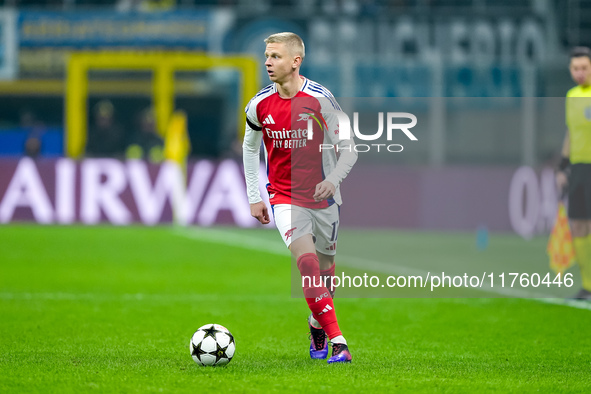 Oleksandr Zinchenko of Arsenal during the UEFA Champions League 2024/25 League Phase MD4 match between FC Internazionale and Arsenal at Stad...