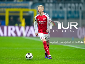 Oleksandr Zinchenko of Arsenal during the UEFA Champions League 2024/25 League Phase MD4 match between FC Internazionale and Arsenal at Stad...