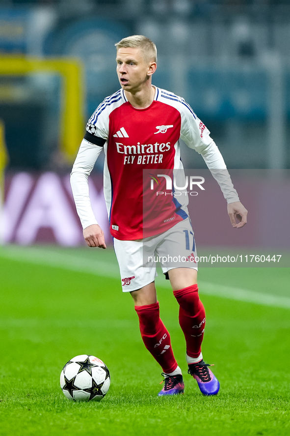 Oleksandr Zinchenko of Arsenal during the UEFA Champions League 2024/25 League Phase MD4 match between FC Internazionale and Arsenal at Stad...