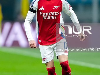 Oleksandr Zinchenko of Arsenal during the UEFA Champions League 2024/25 League Phase MD4 match between FC Internazionale and Arsenal at Stad...