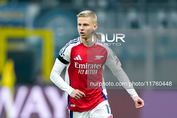 Oleksandr Zinchenko of Arsenal during the UEFA Champions League 2024/25 League Phase MD4 match between FC Internazionale and Arsenal at Stad...