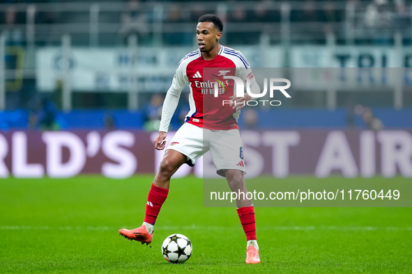 Gabriel of Arsenal during the UEFA Champions League 2024/25 League Phase MD4 match between FC Internazionale and Arsenal at Stadio San Siro...