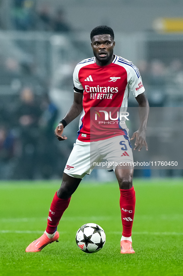 Thomas Partey of Arsenal during the UEFA Champions League 2024/25 League Phase MD4 match between FC Internazionale and Arsenal at Stadio San...