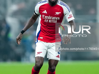 Thomas Partey of Arsenal during the UEFA Champions League 2024/25 League Phase MD4 match between FC Internazionale and Arsenal at Stadio San...