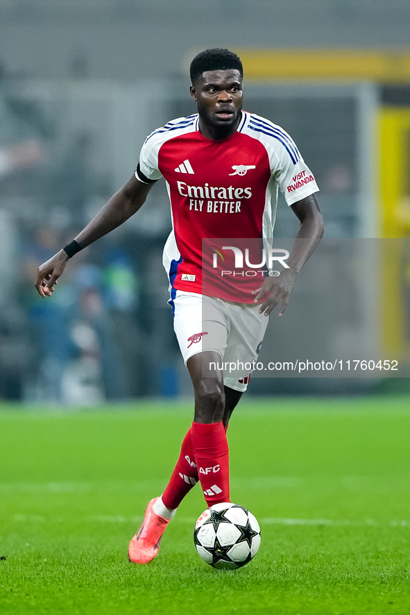 Thomas Partey of Arsenal during the UEFA Champions League 2024/25 League Phase MD4 match between FC Internazionale and Arsenal at Stadio San...