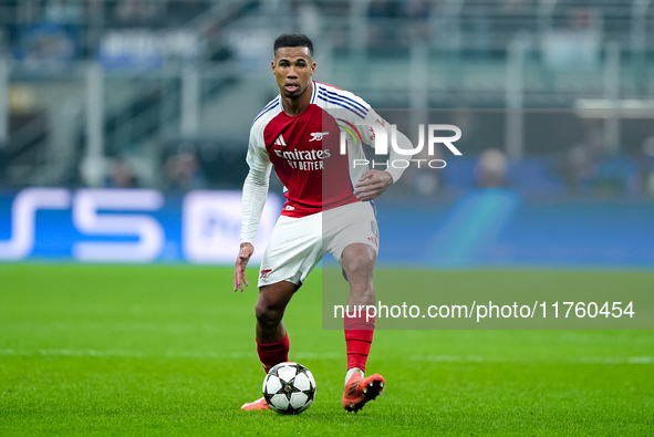 Gabriel of Arsenal during the UEFA Champions League 2024/25 League Phase MD4 match between FC Internazionale and Arsenal at Stadio San Siro...