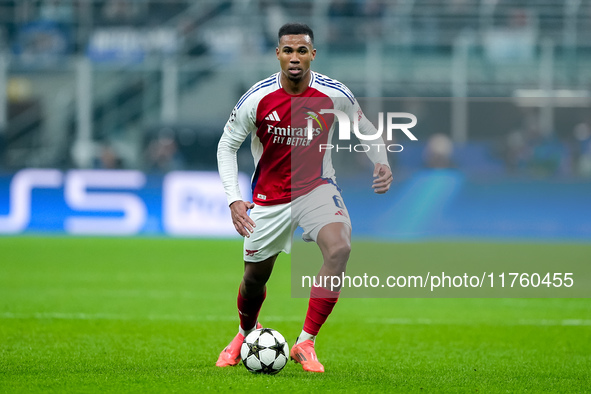 Gabriel of Arsenal during the UEFA Champions League 2024/25 League Phase MD4 match between FC Internazionale and Arsenal at Stadio San Siro...