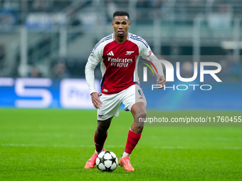 Gabriel of Arsenal during the UEFA Champions League 2024/25 League Phase MD4 match between FC Internazionale and Arsenal at Stadio San Siro...