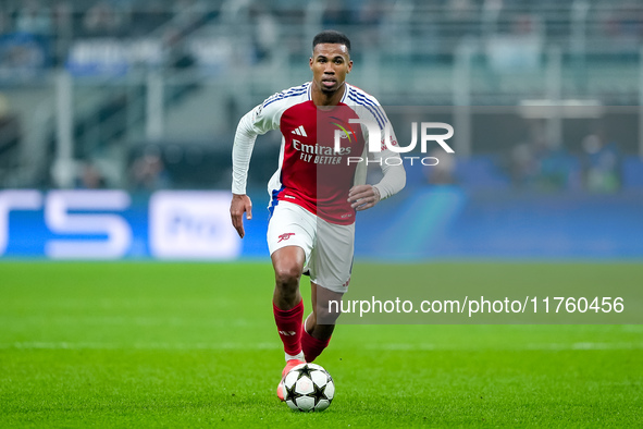 Gabriel of Arsenal during the UEFA Champions League 2024/25 League Phase MD4 match between FC Internazionale and Arsenal at Stadio San Siro...