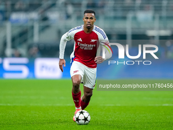 Gabriel of Arsenal during the UEFA Champions League 2024/25 League Phase MD4 match between FC Internazionale and Arsenal at Stadio San Siro...