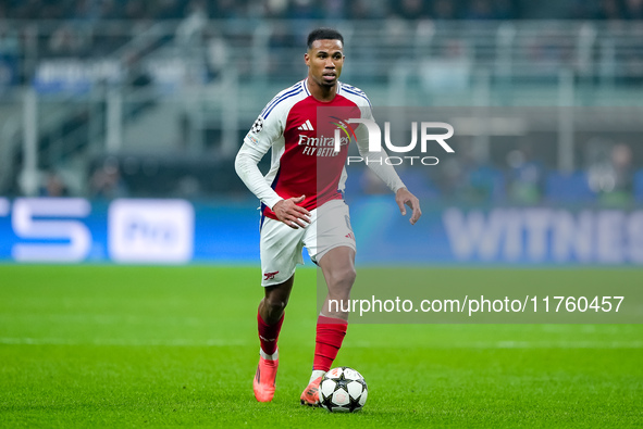 Gabriel of Arsenal during the UEFA Champions League 2024/25 League Phase MD4 match between FC Internazionale and Arsenal at Stadio San Siro...