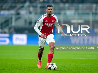 Gabriel of Arsenal during the UEFA Champions League 2024/25 League Phase MD4 match between FC Internazionale and Arsenal at Stadio San Siro...