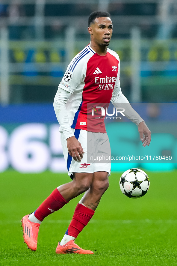 Gabriel of Arsenal during the UEFA Champions League 2024/25 League Phase MD4 match between FC Internazionale and Arsenal at Stadio San Siro...