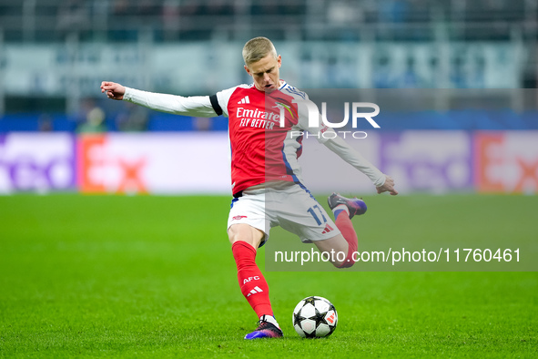 Oleksandr Zinchenko of Arsenal during the UEFA Champions League 2024/25 League Phase MD4 match between FC Internazionale and Arsenal at Stad...