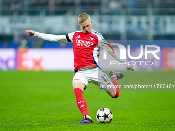 Oleksandr Zinchenko of Arsenal during the UEFA Champions League 2024/25 League Phase MD4 match between FC Internazionale and Arsenal at Stad...