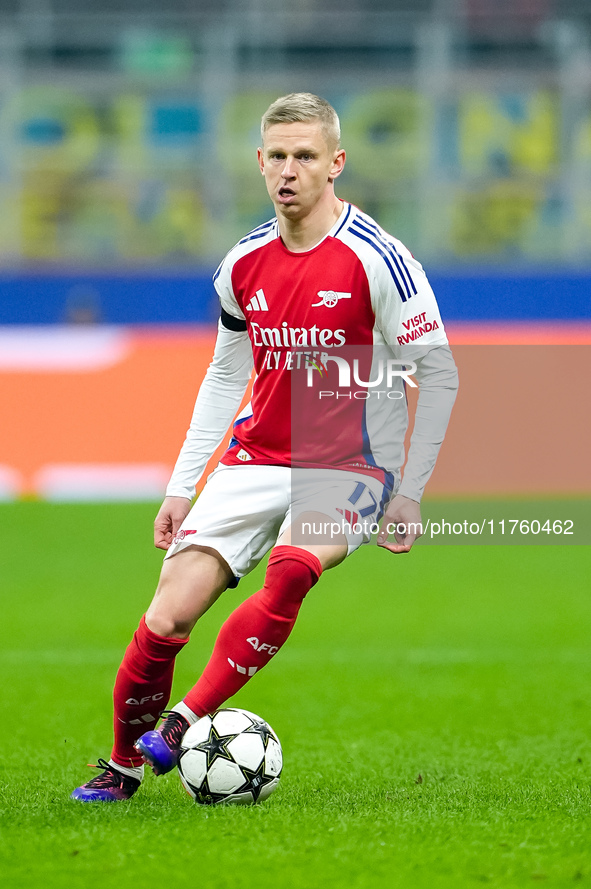 Oleksandr Zinchenko of Arsenal during the UEFA Champions League 2024/25 League Phase MD4 match between FC Internazionale and Arsenal at Stad...