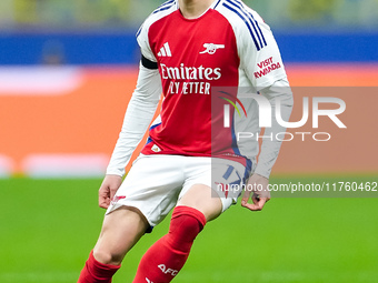 Oleksandr Zinchenko of Arsenal during the UEFA Champions League 2024/25 League Phase MD4 match between FC Internazionale and Arsenal at Stad...