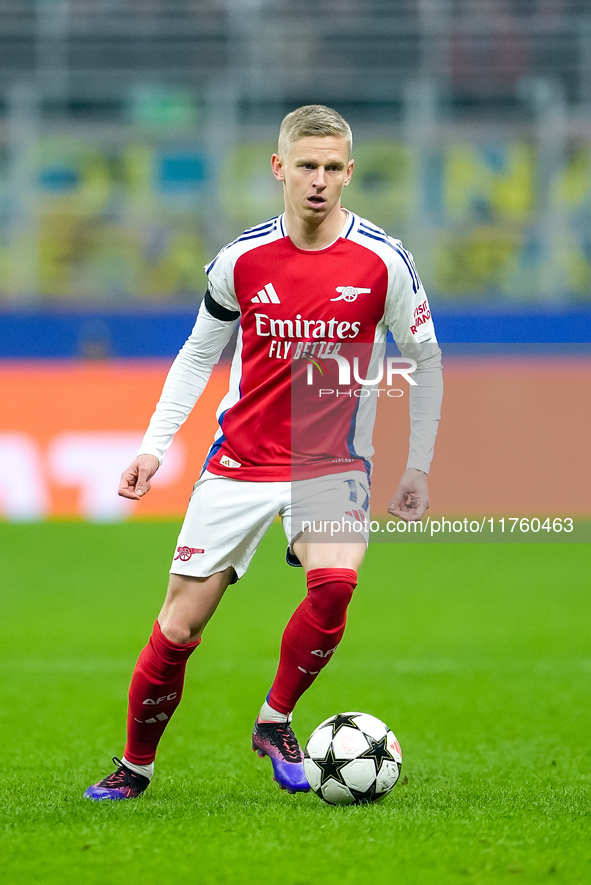 Oleksandr Zinchenko of Arsenal during the UEFA Champions League 2024/25 League Phase MD4 match between FC Internazionale and Arsenal at Stad...