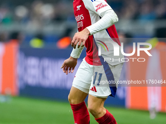 Gabriel Martinelli of Arsenal during the UEFA Champions League 2024/25 League Phase MD4 match between FC Internazionale and Arsenal at Stadi...