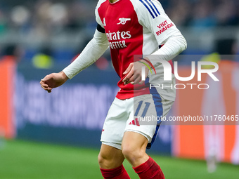 Gabriel Martinelli of Arsenal during the UEFA Champions League 2024/25 League Phase MD4 match between FC Internazionale and Arsenal at Stadi...