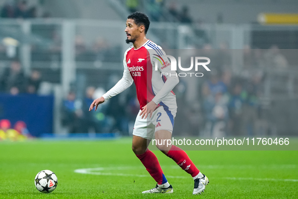 William Saliba of Arsenal during the UEFA Champions League 2024/25 League Phase MD4 match between FC Internazionale and Arsenal at Stadio Sa...