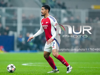 William Saliba of Arsenal during the UEFA Champions League 2024/25 League Phase MD4 match between FC Internazionale and Arsenal at Stadio Sa...