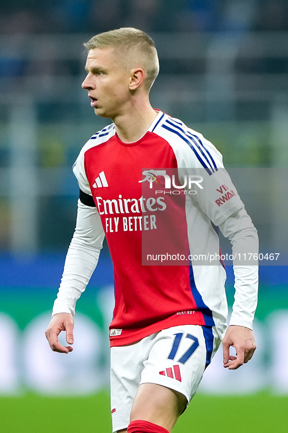 Oleksandr Zinchenko of Arsenal during the UEFA Champions League 2024/25 League Phase MD4 match between FC Internazionale and Arsenal at Stad...