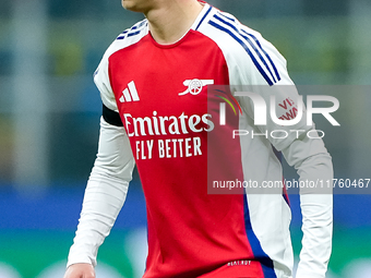 Oleksandr Zinchenko of Arsenal during the UEFA Champions League 2024/25 League Phase MD4 match between FC Internazionale and Arsenal at Stad...