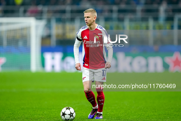 Oleksandr Zinchenko of Arsenal during the UEFA Champions League 2024/25 League Phase MD4 match between FC Internazionale and Arsenal at Stad...